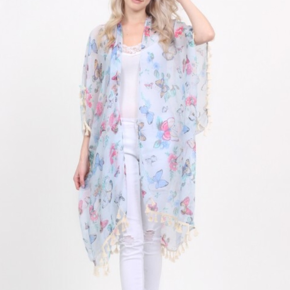 Blue Butterfly Kimono - Picture 2 of 2